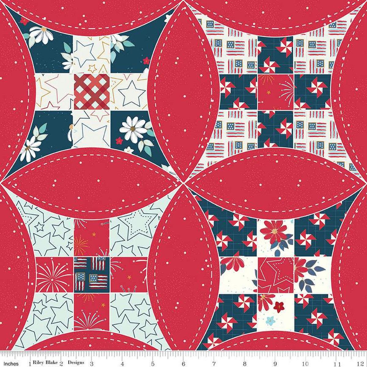 Sweet Freedom Red Cheater 108" Wide Back Fabric-Riley Blake Fabrics-My Favorite Quilt Store