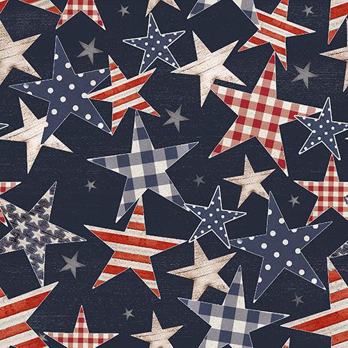 Sweet Land of Liberty Navy Stars and Stripes Fabric