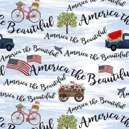 Sweet Land of Liberty White Beautiful Lyrics Fabric-3 Wishes Fabric-My Favorite Quilt Store