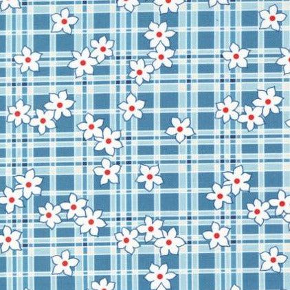 Sweet Melodies Blue Plaid Daisy Check Fabric-Moda Fabrics-My Favorite Quilt Store