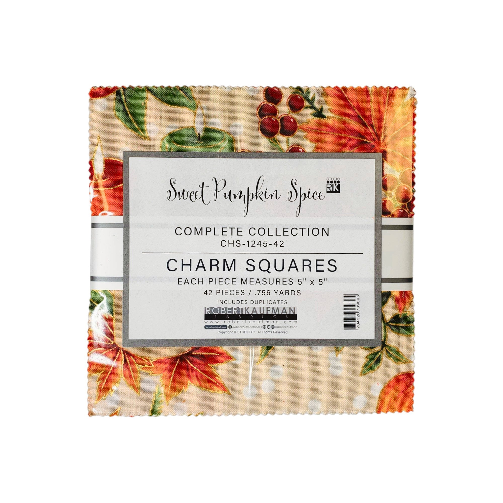 Sweet Pumpkin Spice Metallic 5" Charm Square 42pc.-Robert Kaufman-My Favorite Quilt Store