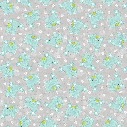 Sweet Safari Gray Tossed Elephants Fabric-Studio e Fabrics-My Favorite Quilt Store