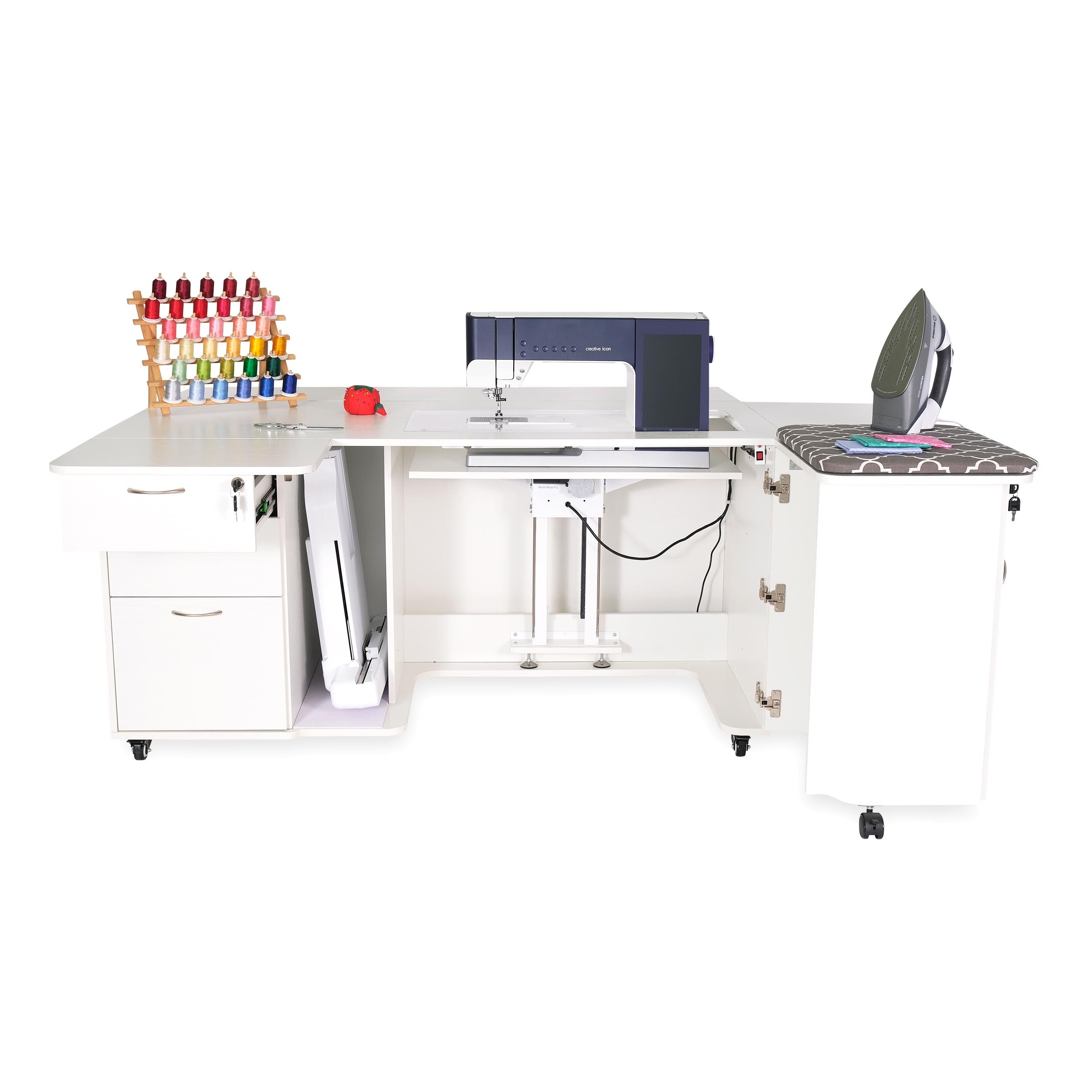 Sydney Sewing Cabinet - Ash White Electric