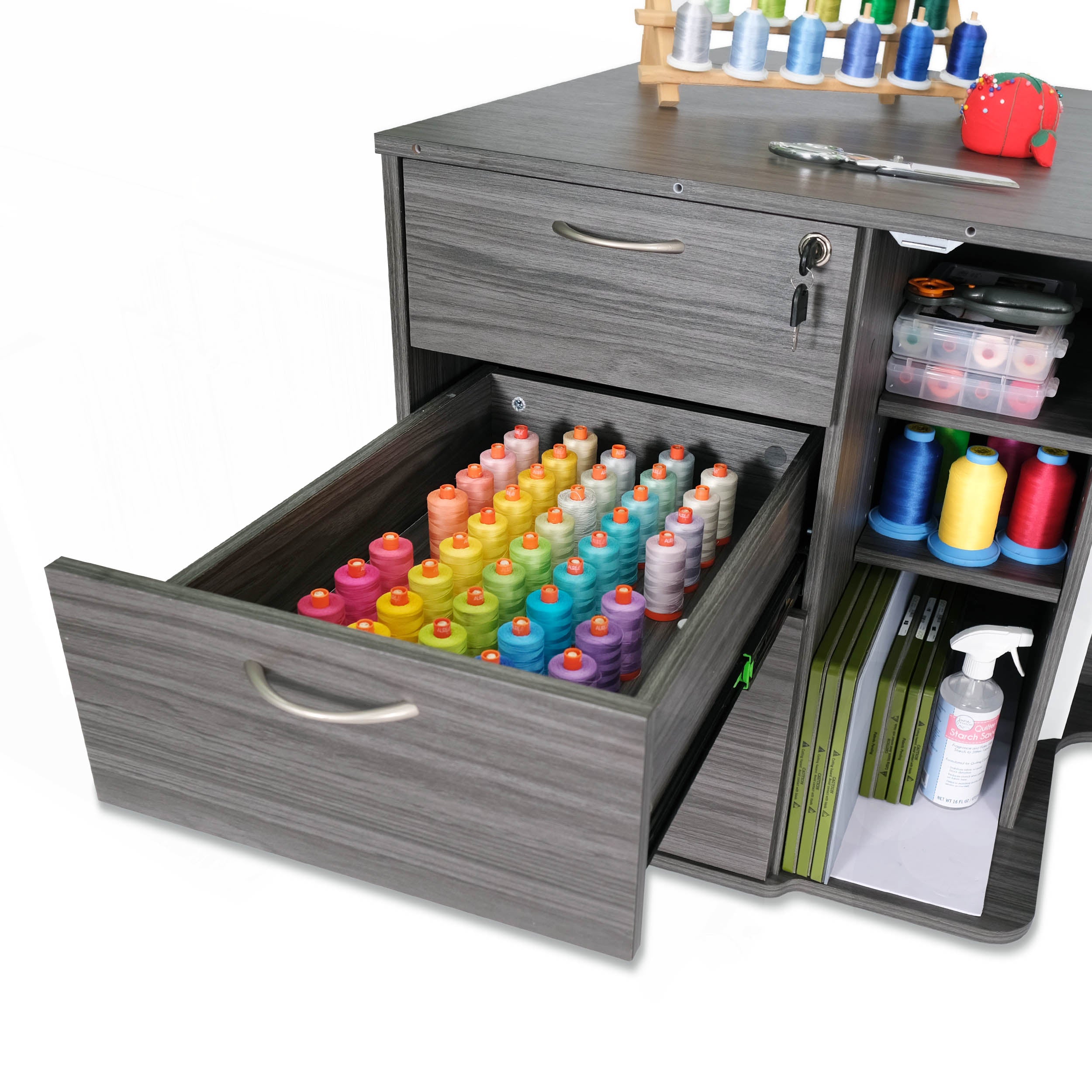 Sydney Sewing Cabinet - Gray Hydraulic XL-Arrow Classic Sewing Furniture-My Favorite Quilt Store