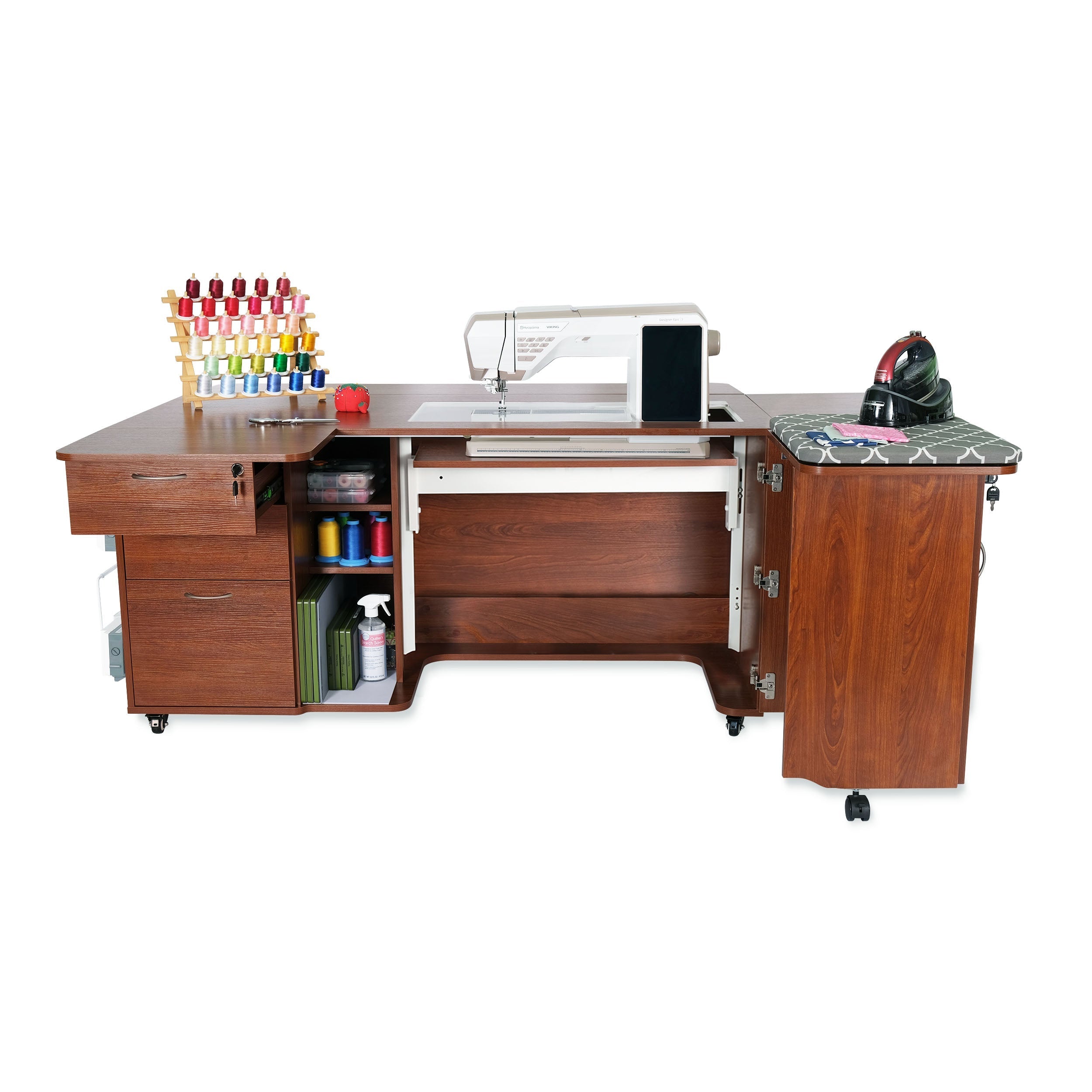 Sydney Sewing Cabinet - Teak Hydraulic XL-Arrow Classic Sewing Furniture-My Favorite Quilt Store