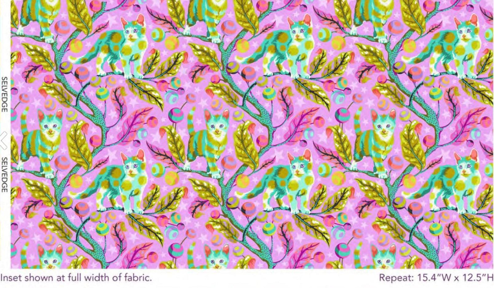 Tabby Road Deja Vu Electroberry Club Kitty Fabric-Free Spirit Fabrics-My Favorite Quilt Store