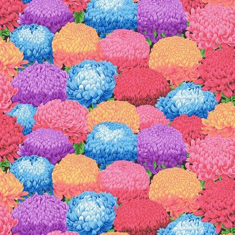 Temple Garden Multi Chrysanthemum Bed Fabric-Free Spirit Fabrics-My Favorite Quilt Store
