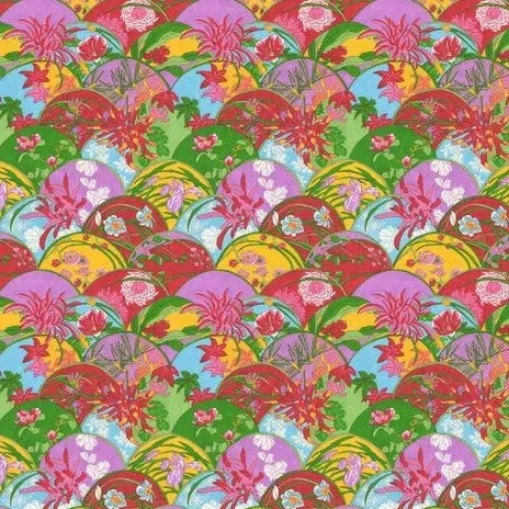 Temple Garden Multi Floral Fans Fabric-Free Spirit Fabrics-My Favorite Quilt Store