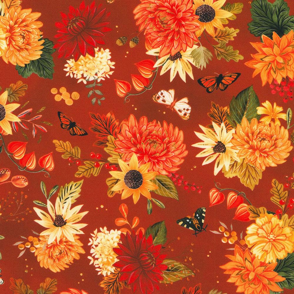 Thankful Cinnamon Floral Fabric