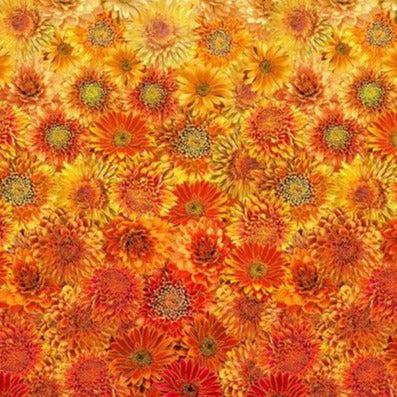 Thankful Ombre Metallic Mums Floral Fabric-Timeless Treasures-My Favorite Quilt Store