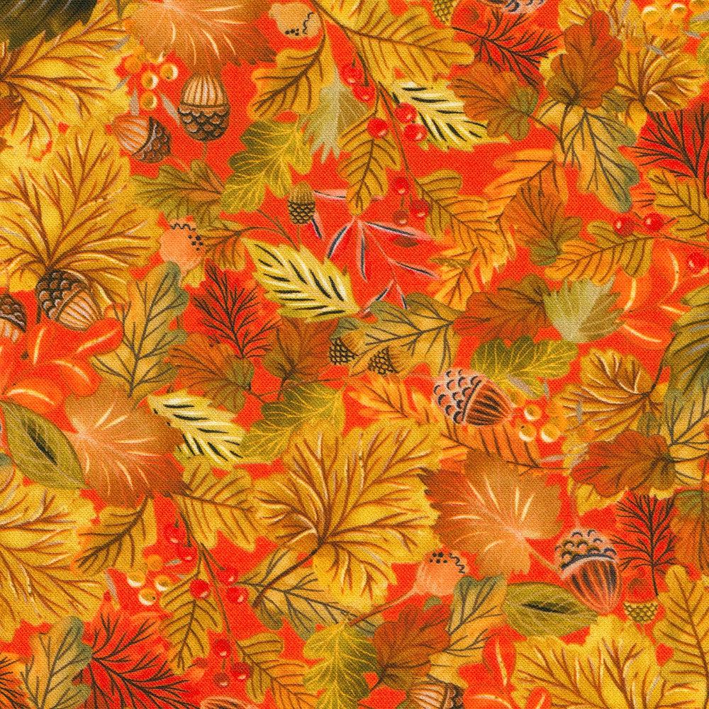 Thankful Pumpkin Leaves Fabric