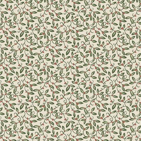 The Cotswold Holiday Collection Cream Mistletoe Fabric