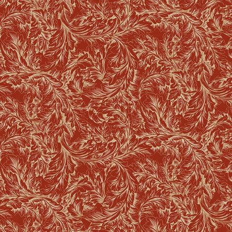 The Cotswold Holiday Collection Red Acanthus Scroll Fabric