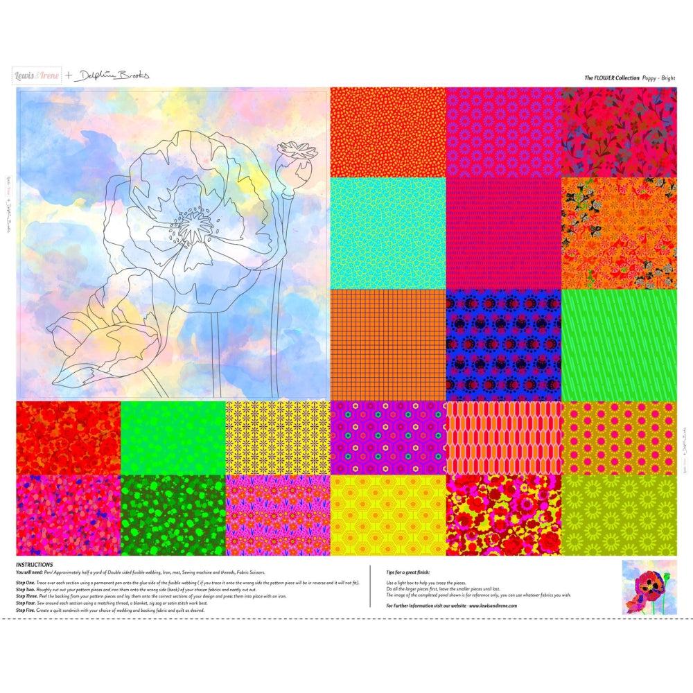 The Flower Collection Bright Poppy 36" Panel-Lewis & Irene-My Favorite Quilt Store