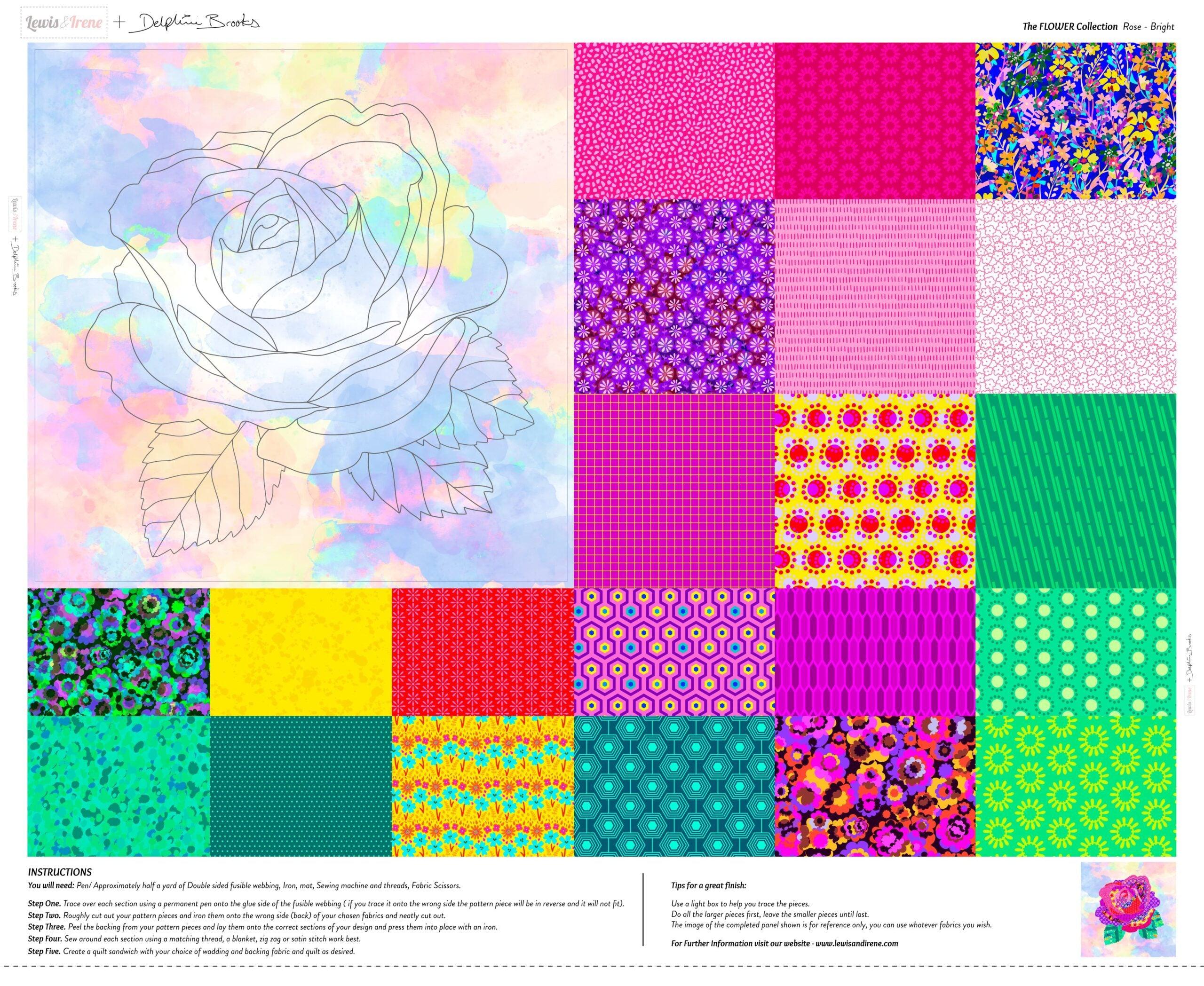 The Flower Collection Bright Rose 36" Panel-Lewis & Irene-My Favorite Quilt Store