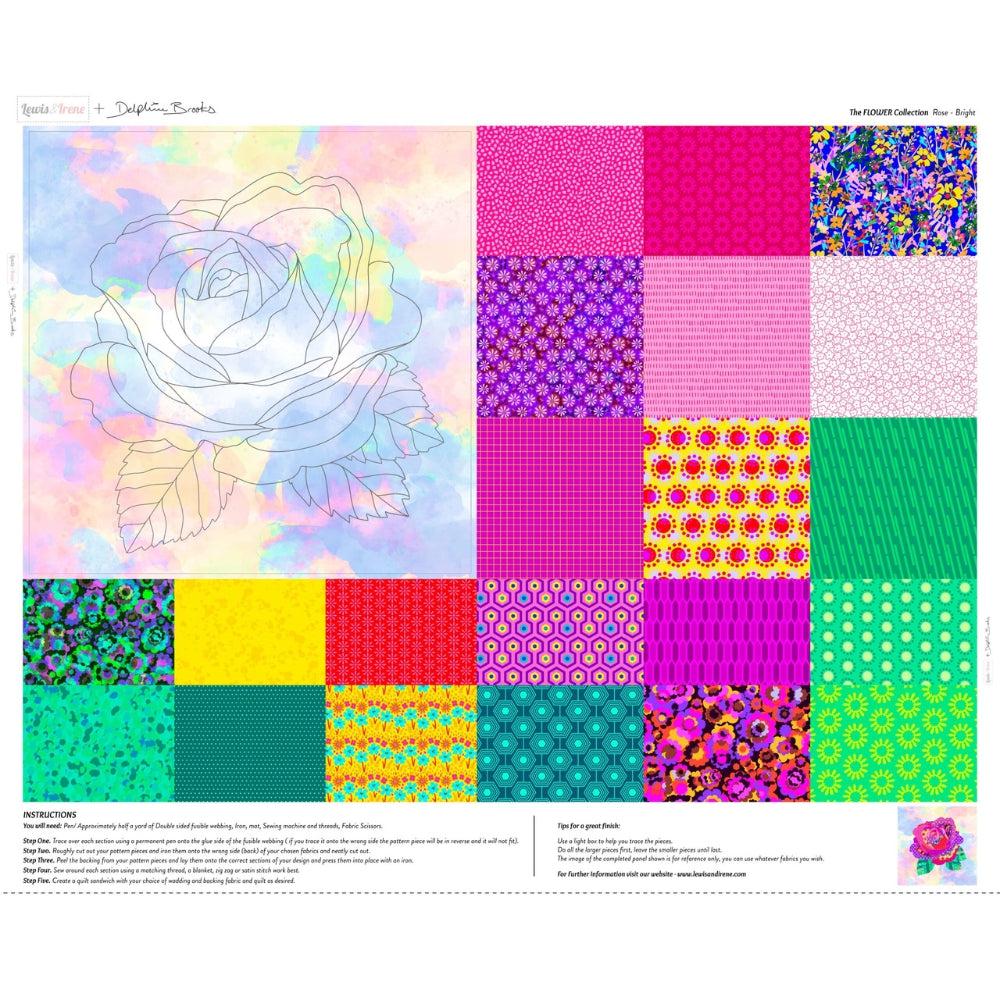 The Flower Collection Bright Rose 36" Panel-Lewis & Irene-My Favorite Quilt Store