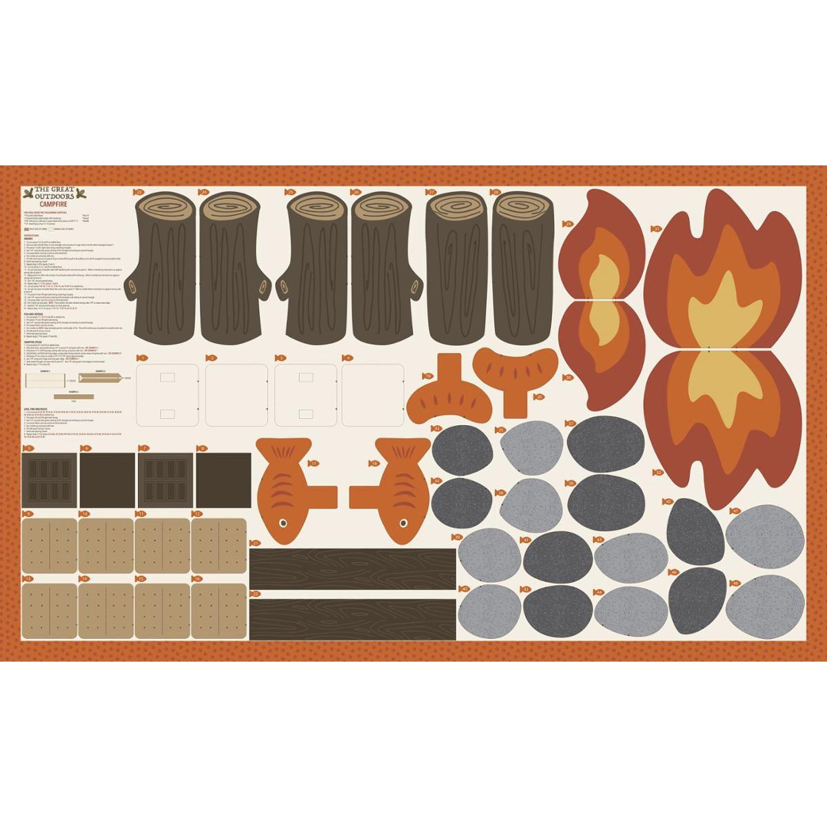 The Great Outdoors Multi Camp Fire Cut and Sew 36"x60 Panel