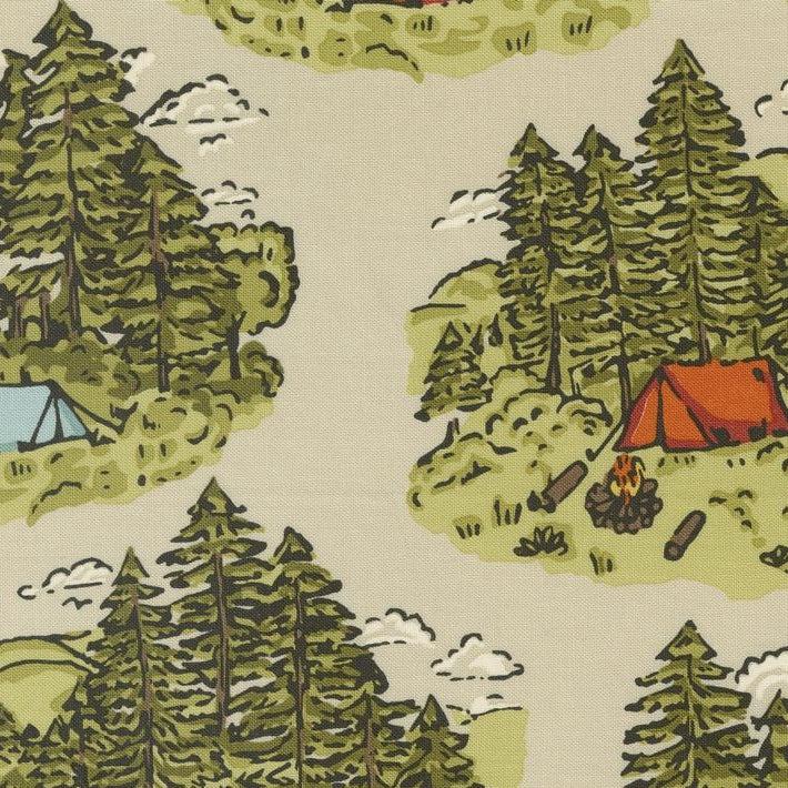 The Great Outdoors Sand Vintage Campsite Fabric