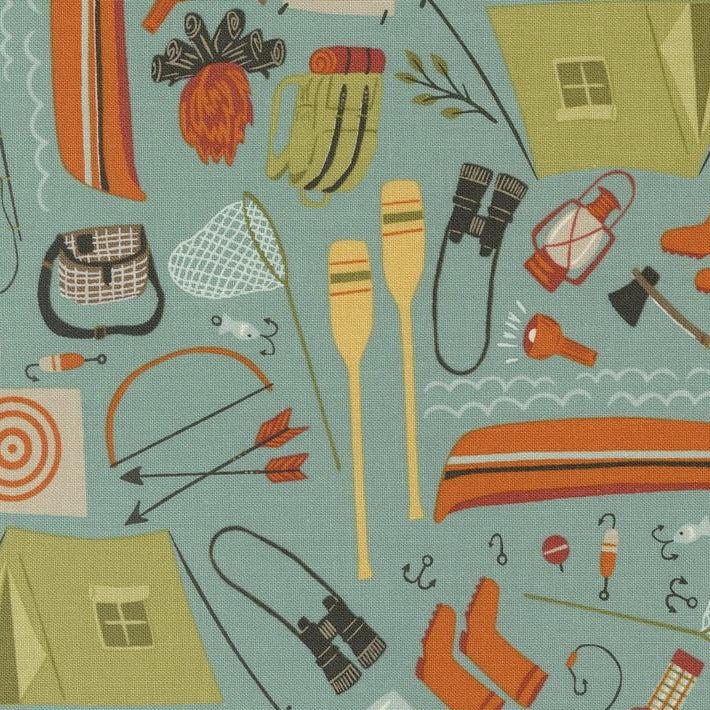 The Great Outdoors Sky Camping Gear Fabric-Moda Fabrics-My Favorite Quilt Store