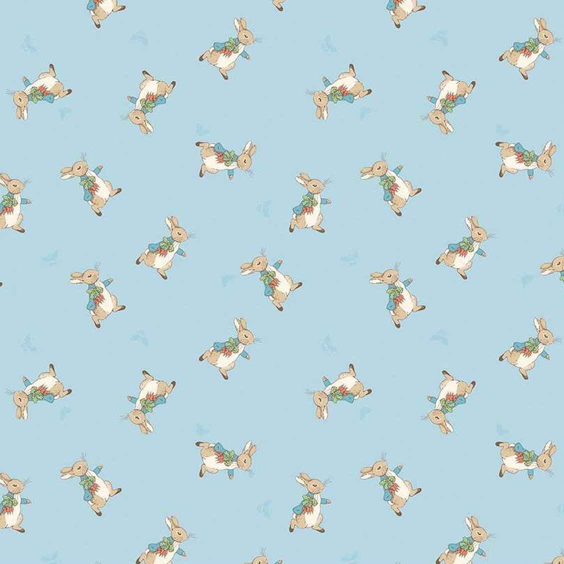 The Tale of Peter Rabbit Blue Peter Toss Fabric-Riley Blake Fabrics-My Favorite Quilt Store