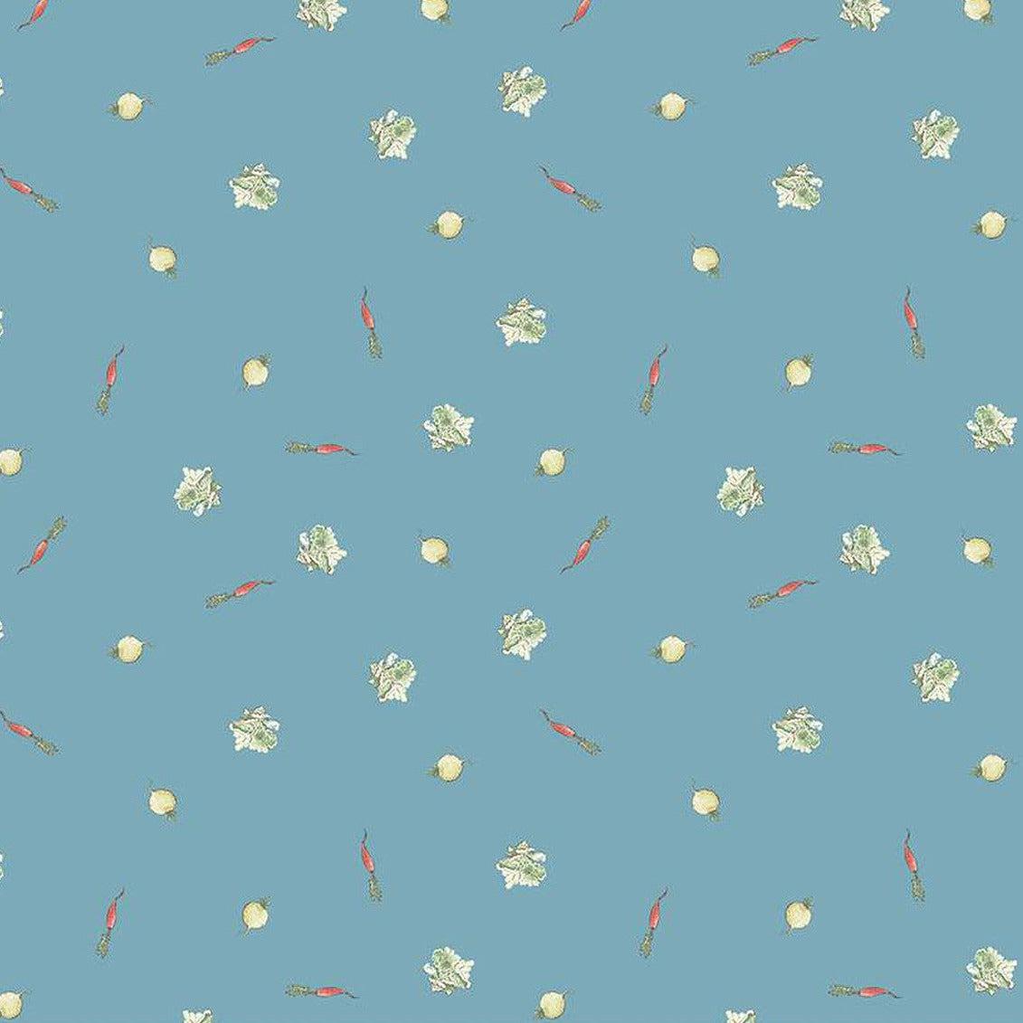 The Tale of Peter Rabbit Blue Veggies Fabric