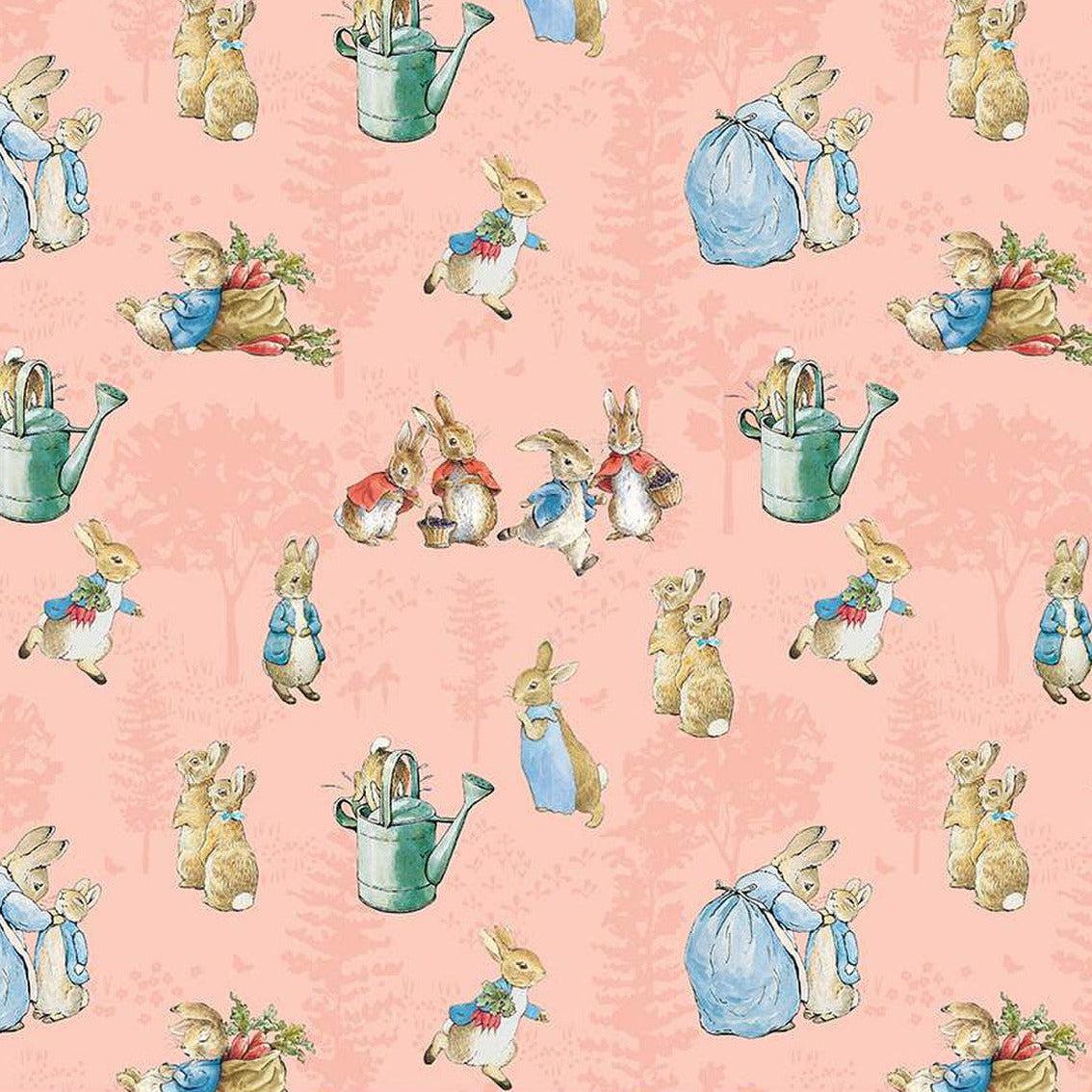The Tale of Peter Rabbit Coral Main Fabric-Riley Blake Fabrics-My Favorite Quilt Store