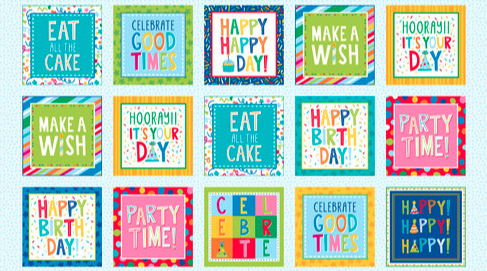 This Calls For Cake Multi Celebration Blocks Panel 24"-Henry Glass Fabrics-My Favorite Quilt Store