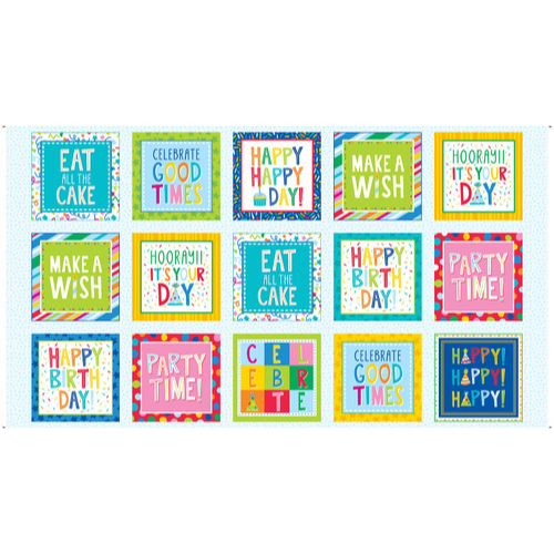 This Calls For Cake Multi Celebration Blocks Panel 24"-Henry Glass Fabrics-My Favorite Quilt Store