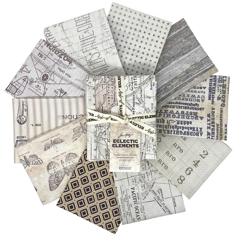Tim Holtz Monochrome Fat Quarter Bundle-Free Spirit Fabrics-My Favorite Quilt Store