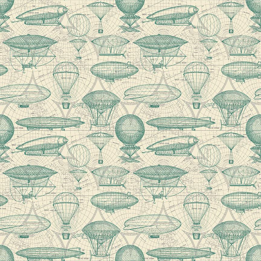 Time Travel Ivory Airship Blueprint Fabric-Blank Quilting Corporation-My Favorite Quilt Store
