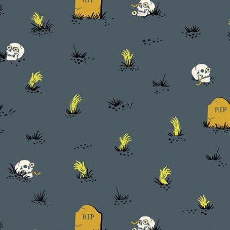 Tiny Frights Ghostly Graveyard Glow Fabric-Moda Fabrics-My Favorite Quilt Store