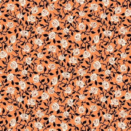 Tiny Frights Pumpkin Brambling Rose Floral Fabric