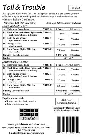 Toil & Trouble Quilt Pattern-Patch Works Studio-My Favorite Quilt Store