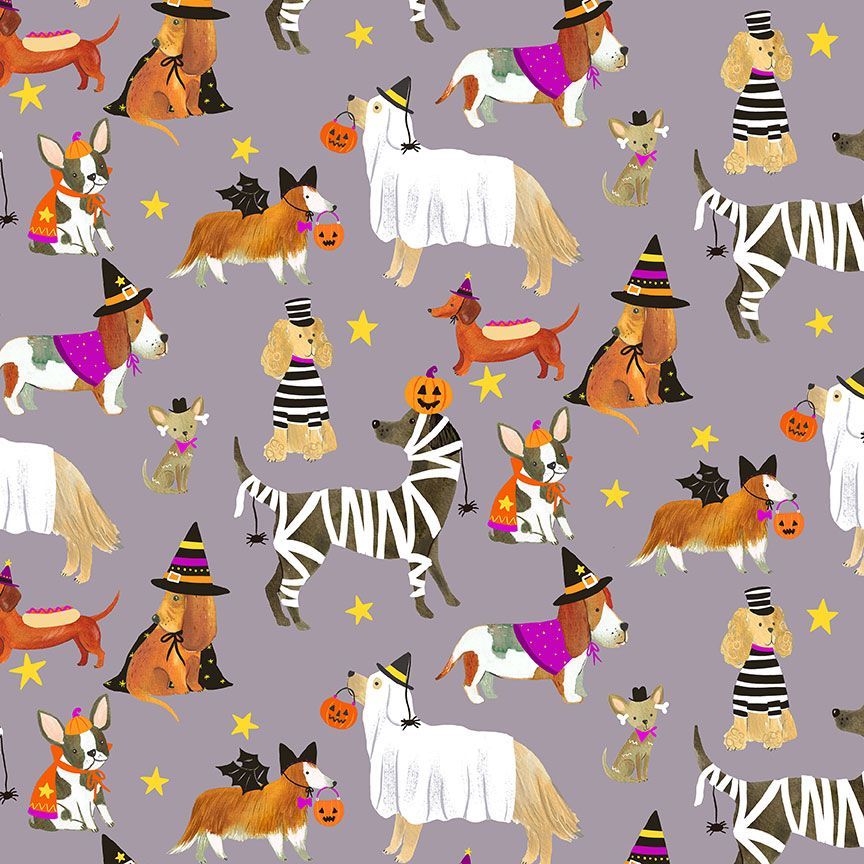 Too Cute To Spook Sleet Halloween Dogs Fabric-Dear Stella Fabrics-My Favorite Quilt Store
