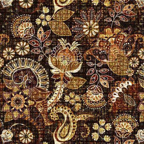 Treasured Brown Floral Paisley Fabric