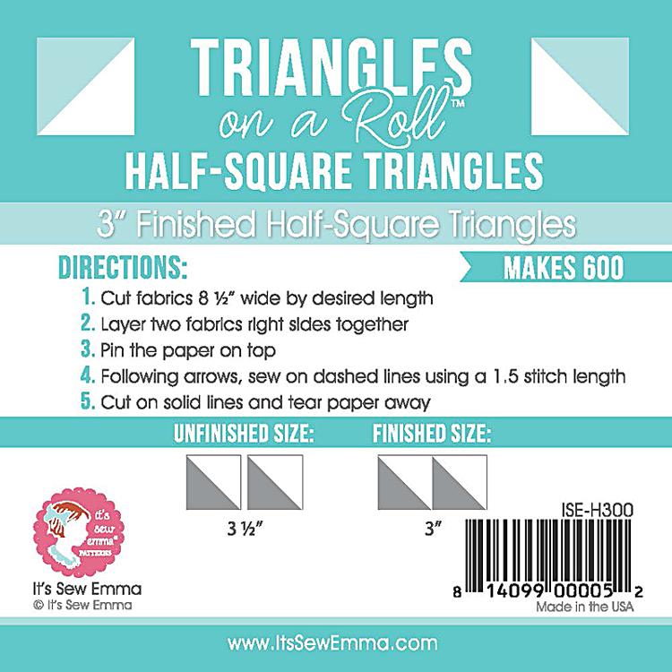 Triangle on a Roll Half Square 3"x50 FT Roll-It's Sew Emma-My Favorite Quilt Store