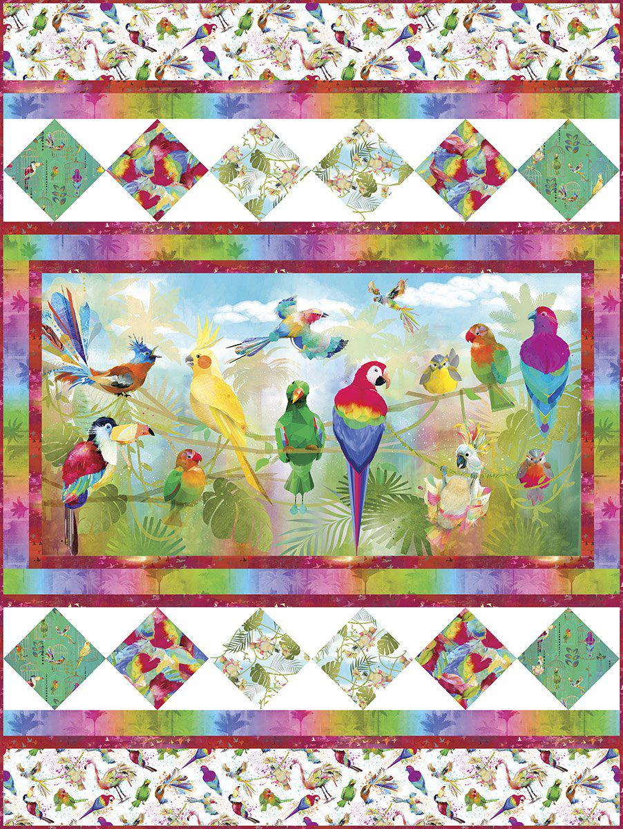 Tropicolor Birds Wall Hanging Pattern - Free Digital Download-3 Wishes Fabric-My Favorite Quilt Store