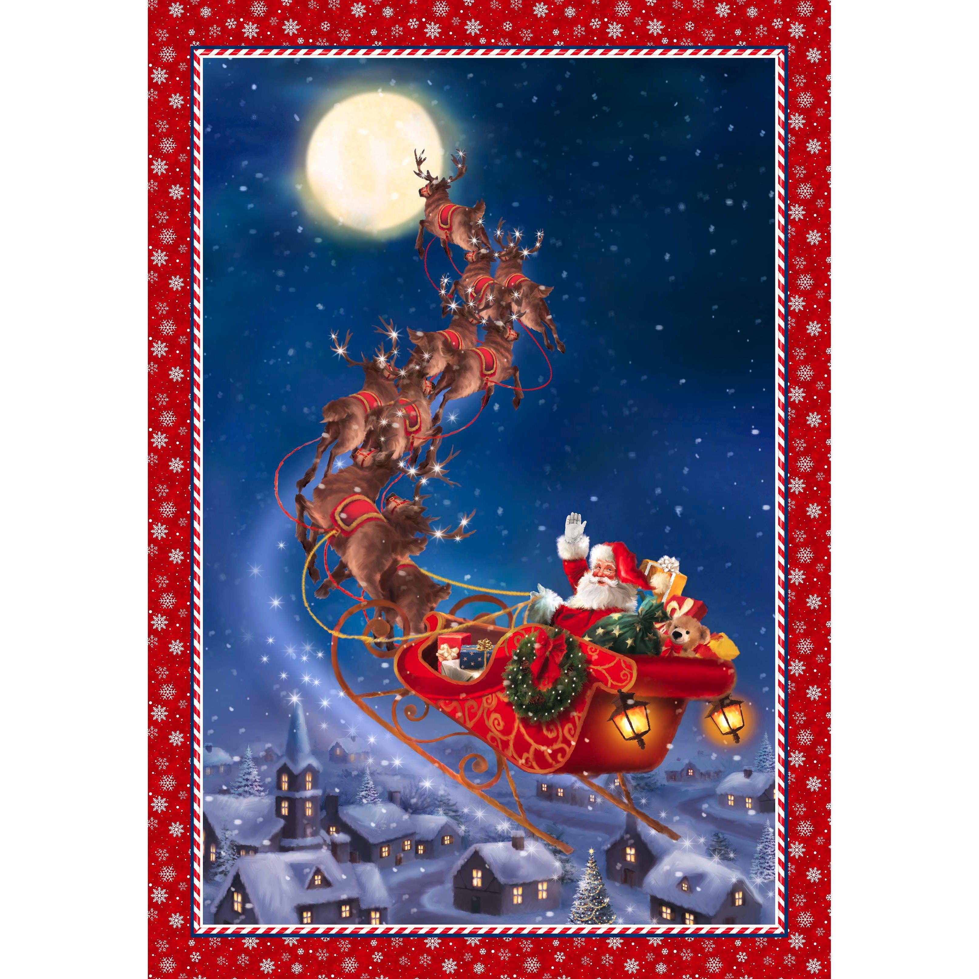 Twas The Night before Christmas Indigo Multi Panel