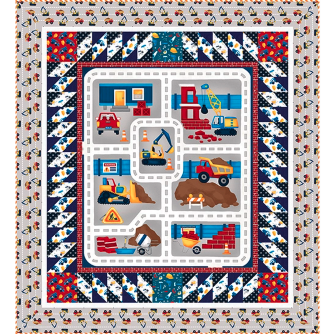 Under Construction Panel Quilt Pattern - Free Digital Download-Studio e Fabrics-My Favorite Quilt Store