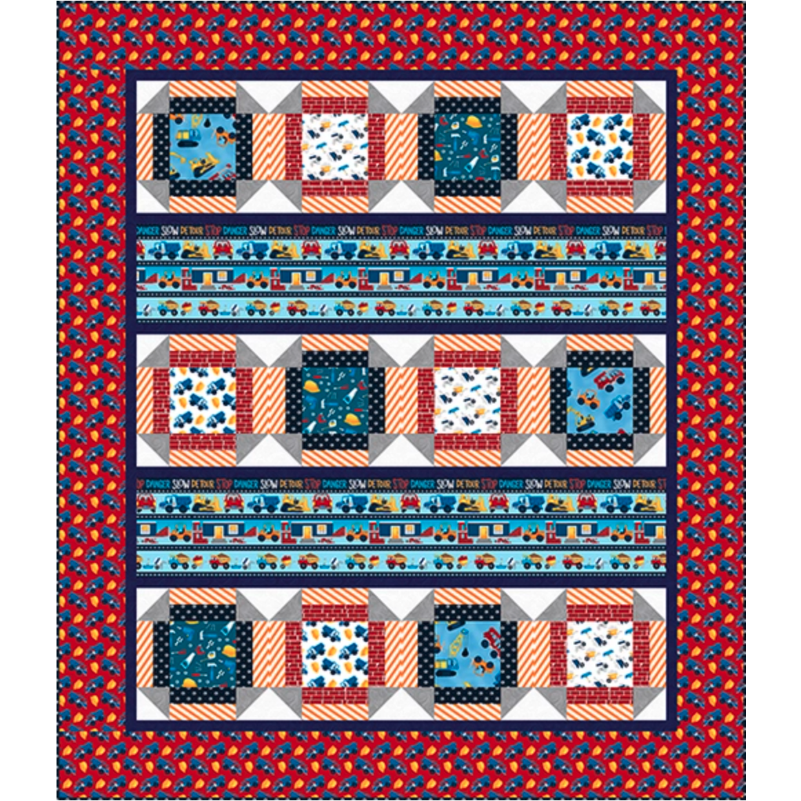 Under Construction Quilt Pattern - Free Digital Download-Studio e Fabrics-My Favorite Quilt Store