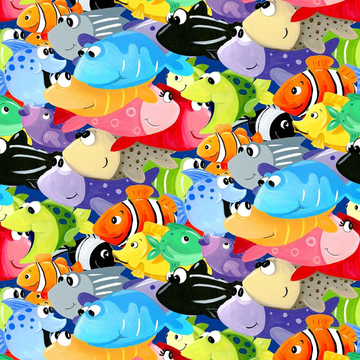 Under the Sea Allover Fish Print Fabric-Susybee-My Favorite Quilt Store