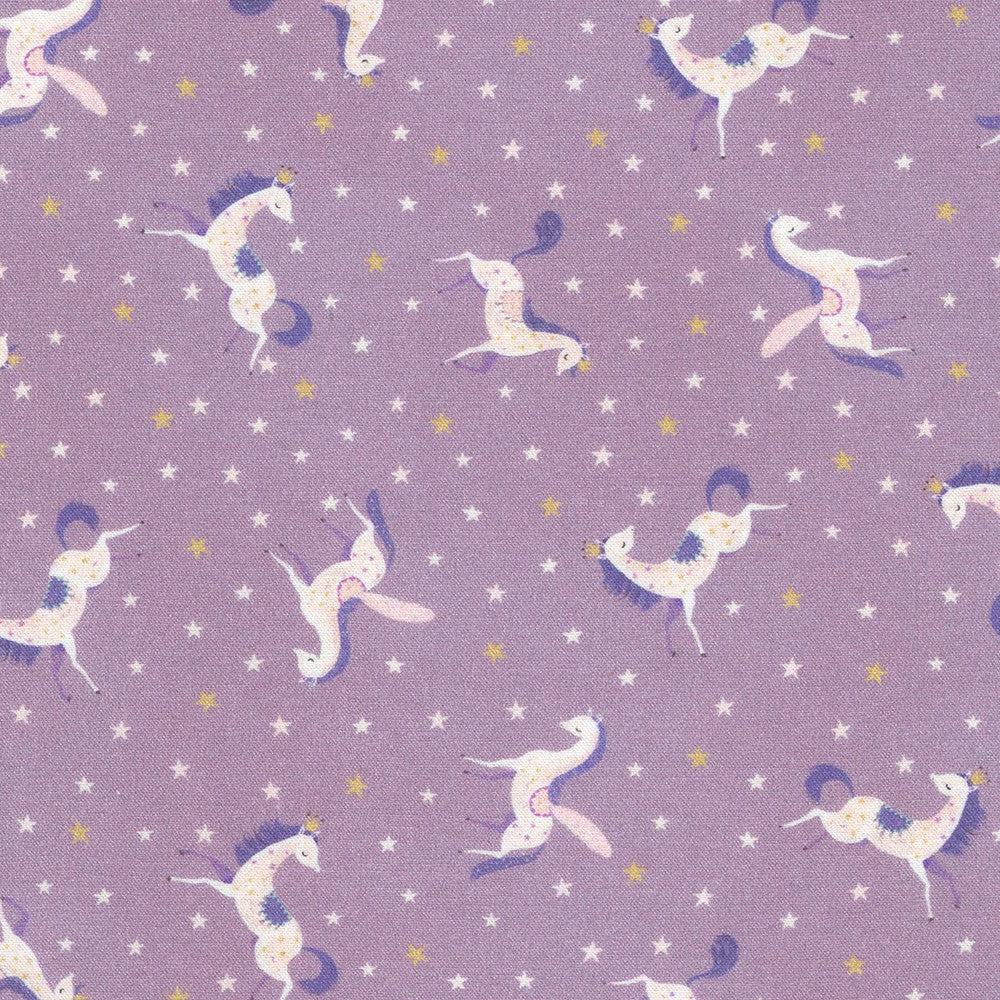 Unicorn Meadow Lavender Tossed Unicorns Fabric
