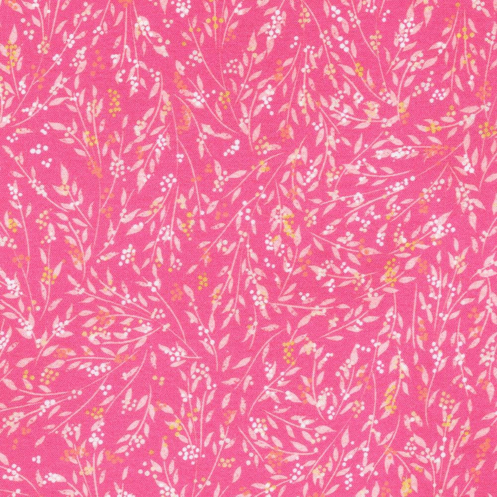 Unicorn Meadow Pink Floral Vines Fabric