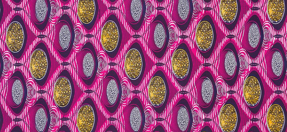 Uniwax Hot Pink Geo Wax Print Fabric-Robert Kaufman-My Favorite Quilt Store