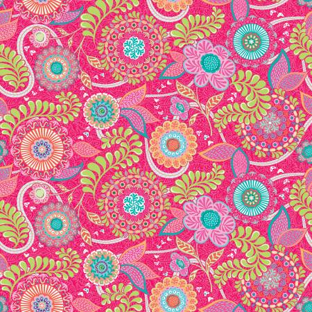 Vibrancy Salmon Floral Feature Fabric