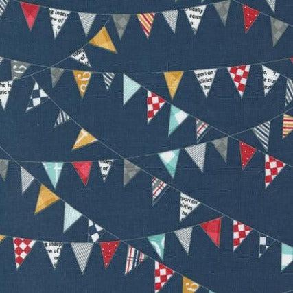 Vintage  Navy Bunting Fabric