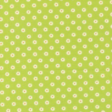 Vintage Soul Chartreuse Daisy Floral Dot Fabric