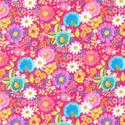 Vintage Soul Hot Pink Ditsy Floral Embroidery Fabric-Moda Fabrics-My Favorite Quilt Store
