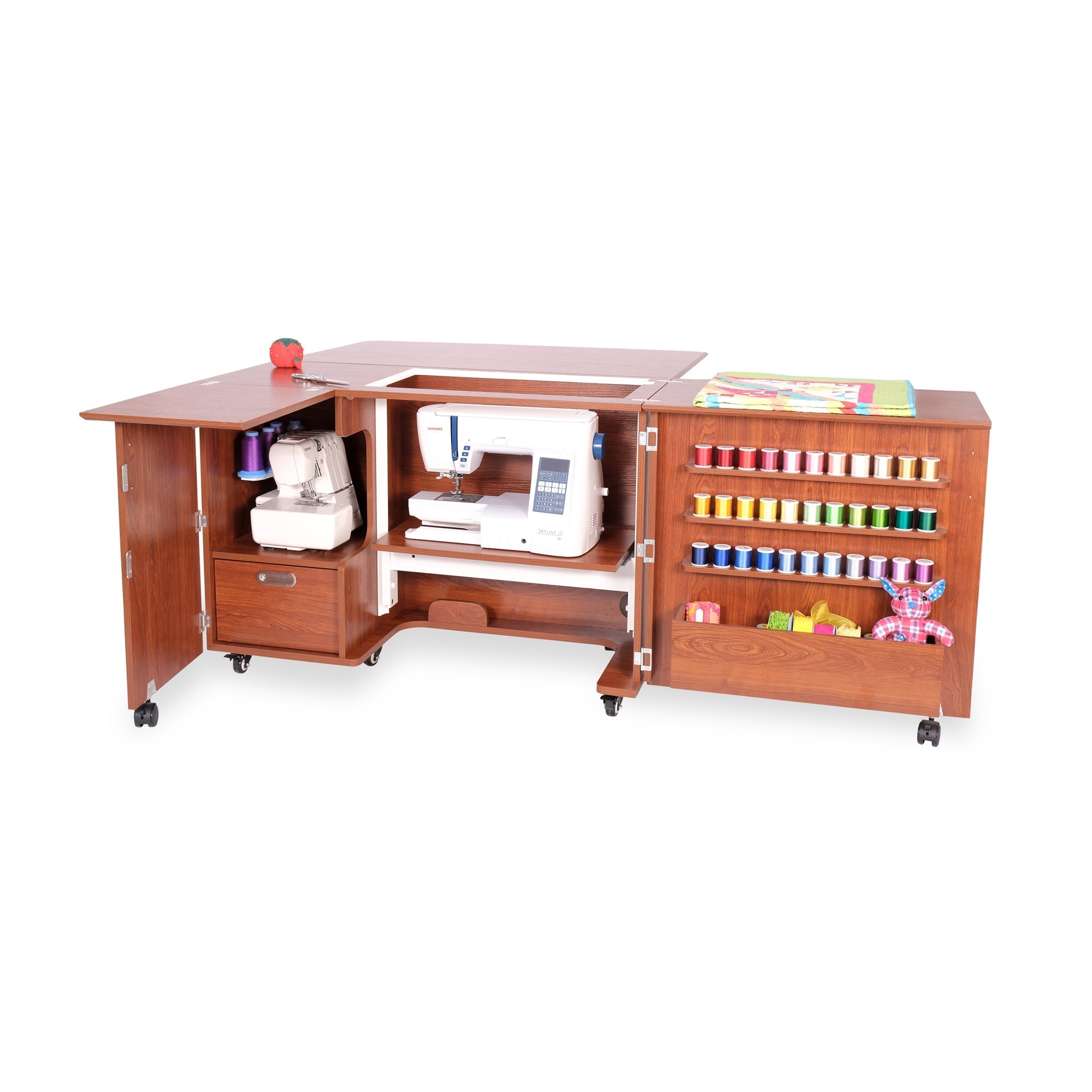 Wallaby Sewing Cabinet Teak-Kangaroo Sewing Furniture-My Favorite Quilt Store