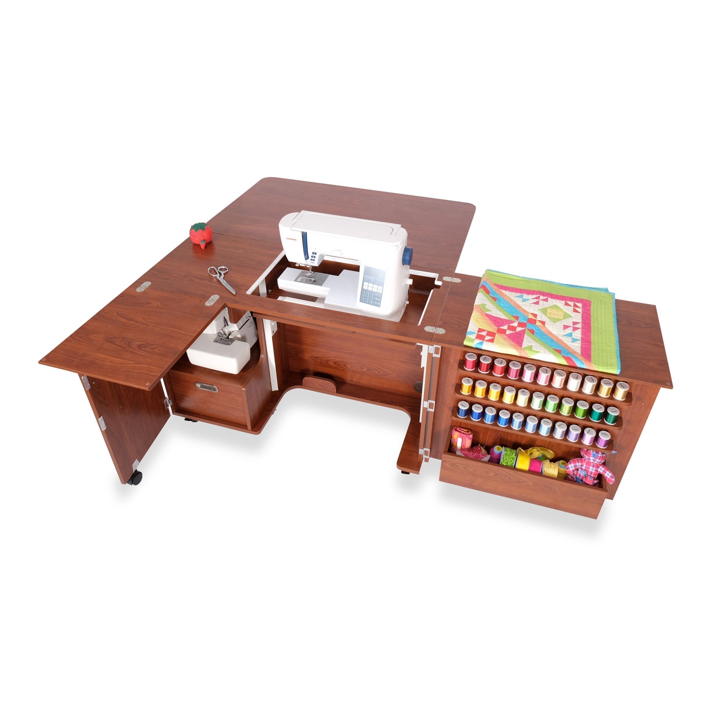 Wallaby Sewing Cabinet Teak-Kangaroo Sewing Furniture-My Favorite Quilt Store